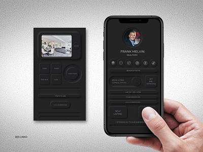 Long Landing page Template. Digital Business card bio instagram bio link black branding business card canva template clickable links digital business card editable in canva graphic design landing page link in bio long landing page neomorphism real estate template realtor marketing tiktok bio link