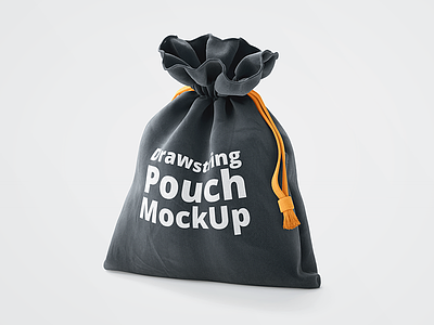 3D Drawstring Pouch Free Mockup 3d cloth bag cotton drawstring fabric free psd freebie identity logo mockup mockup sack shopping bag