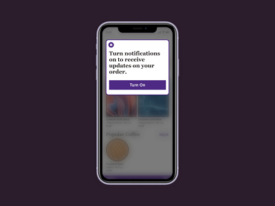 Day 49 - Notifications app design branding cafe close dailyui dailyuichallenge design graphic design menu mobile notification on order overlay pop up popup product design ui uiux update