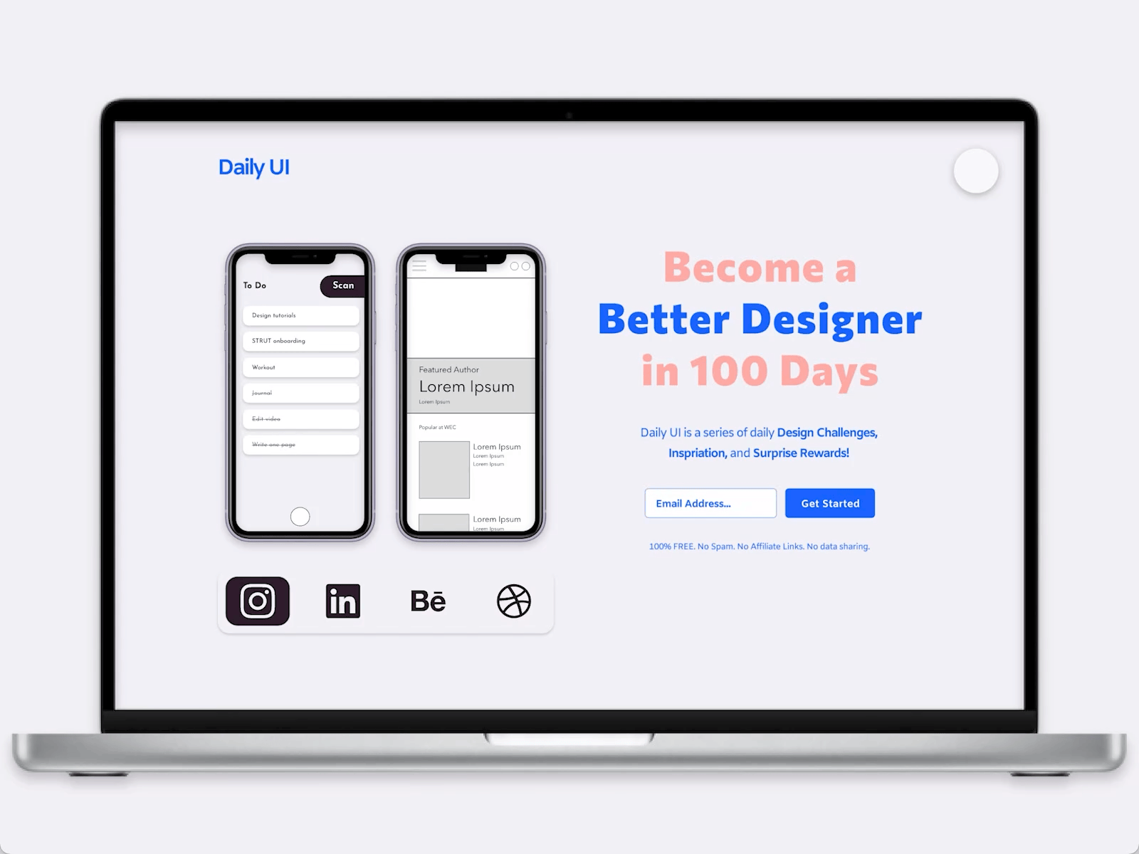 Day 100 - Redesign Daily UI Landing Page