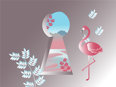 Flamingo adobeillustrator flamingo graphic design illustration keyhole pink valley