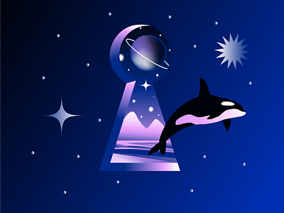 Killer whale in Space adobeillustrator gradient illustration killerwhile space