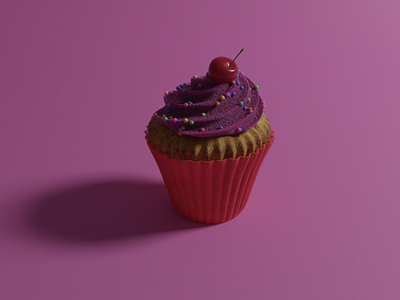 The cherry on top 3d 3d modeling blender breakfast cupcake food