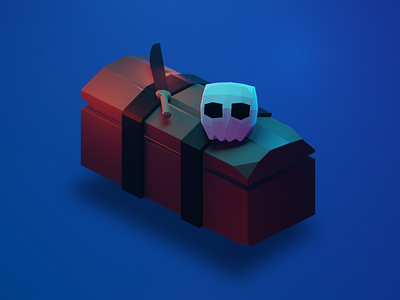 Mysterious Chest 3d 3d modeling blender chest fantasy knife low poly low poly skull