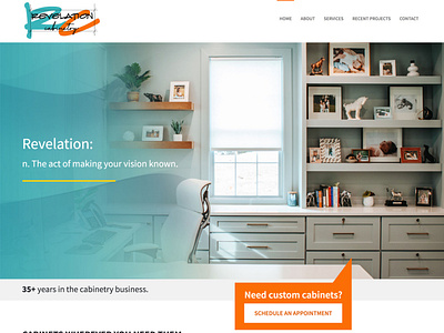 Revelation Cabinetry cabinetry design orange teal ui web design