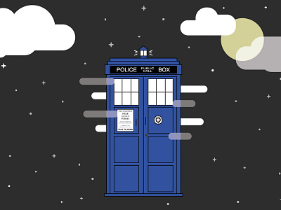 TARDIS in the Sky doctor who dr. who illustration policebox sci fi tardis time travel