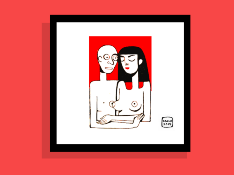 Love photo frame frames black red flat illustration nude art digital illustrations illustration love