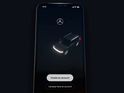 Splashscreen for a car app 3d 3d design ai app black blender car connect your car design hmi minimal mobile motion sign up splashscreen ui