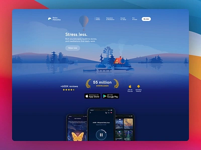 Lottie animation for hero section - Day & Night landscape ✨ animation day illustration lake landscape lottie motion night ui web webdesign