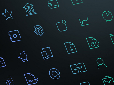 Bankin - Line icons set app bank digital icons line set tools