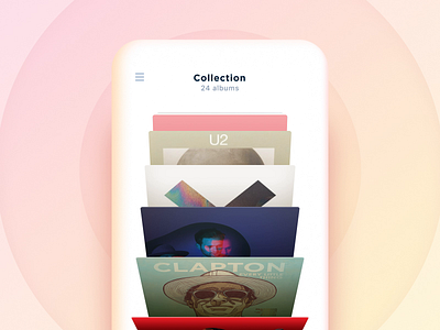 Music collection browsing concept 3d albums animation audio carousel collection concept cover coverflow interactive ios minimal mobile app music perspective player vinyl