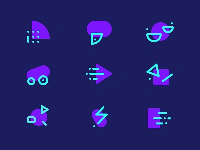 Abstract AI Icons - Branding abstract abstract logo artificial intelligence audio automotive branding flat icon iconography icons illustration line logo plain set ui voice