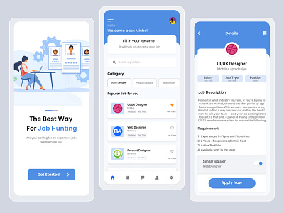 Job Finder Mobile App android application branding career company dashboard find job find work hire hiring job job finder job listing job portal job search minimal mobile app ui design ui ux design vacancies