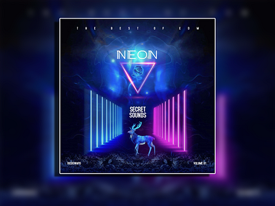 NEON SOUNDS ALBUM COVER ARTWORK TEMPLATE album cover album cover for sale branding cyberpunk design future illustration itunes modern neon promote album spotify cover