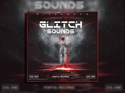 GLITCH SOUNDS ALBUM COVER ARTWORK TEMPLATE 3d album cover cyberpunk design future hardcore illustration itunes modern spotify
