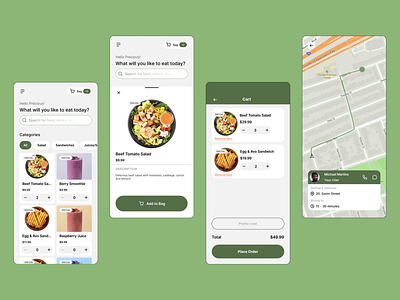Healthy Food Mobile App Design app branding design food app food delivery green health food mobile app ui ui design ux