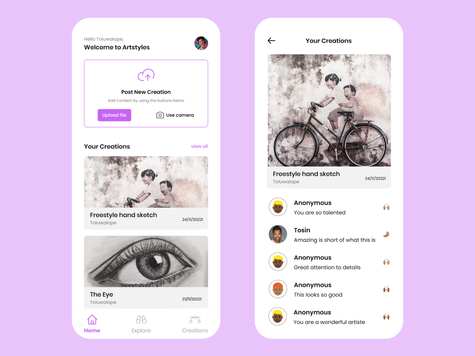 Art appreciation app by Toluwalope Oketade on Dribbble