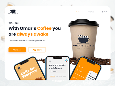 Omar's Coffee app branding design interaction design logo product design ui ux