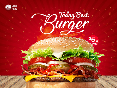 Creative concept special burger menu on tray promotion social