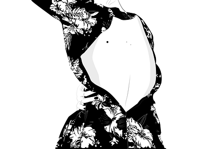 Stay open black design fashion flowers illustration minimalsitic simple vector woman