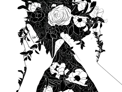 Psychos love flowers black concept flowers illustration linear lines minimalistic vector