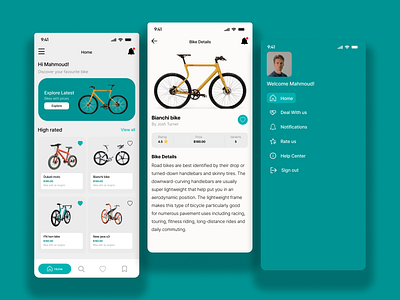 Bikes app applicatin bikesapp design graphic design mobile mobileapp ui uiux uiuxdesign ux uxdesign