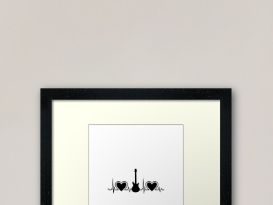 Guitar heartbeat Framed Art Print