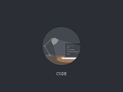 Code Badge badge code flat illustration lamp macbook project