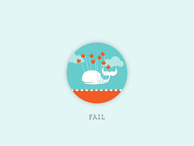 Fail Whale badge code fail flat illustration project test whale