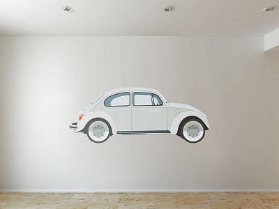 Beetle beetle car competition flat graphic illustration playoff sticker vw wall