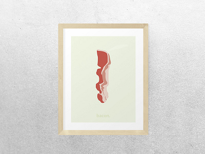 Bacon - Poster bacon flat food frame illustration poster print