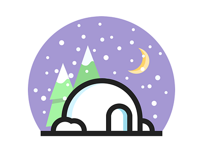 Christmas Illustration ❄️ card christmas ice igloo illustration moon snow xmas