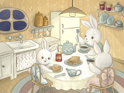 Cute cartoon baby rabbits