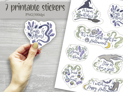 Printable Halloween stickers halloween halloween stickers planner stickers printable stickers sticker bundle sticker pack stickers witch witch stickers witchcraft