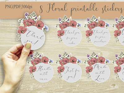 Watercolor Floral printable sticker pack