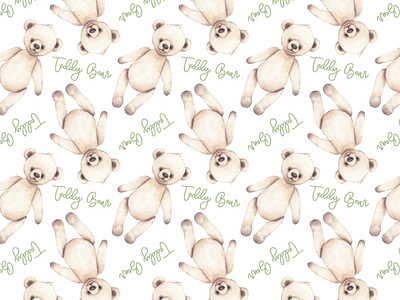 boho teddy bear digital paper seamless pattern