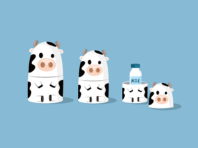 Russian cow cow milk russian doll vector