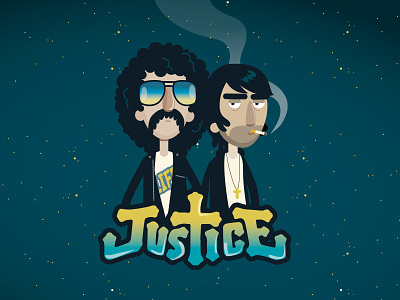 Justice band character electro flat justice music portrait smoke vector