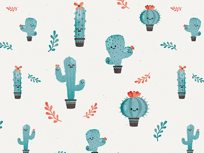 Cactus cactus decoration kid pattern seamless vintage wallpaper
