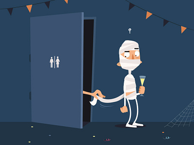 Halloween party art flat design funny halloween illustration mummy party toilet vector