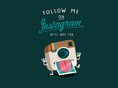 Follow me ! camera follow instagram photo polaroid tongue