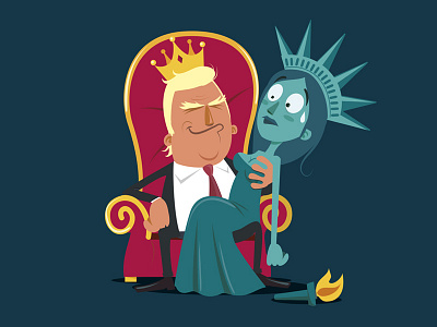 Trump election illustration king president sexism statue of liberty trump vector