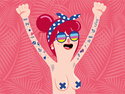 Yeehaaaa character design feminism gaypride girl power illustration joy tattoos vector