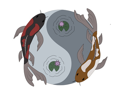 Koi - Yin Yang art design fish graphic design illustration koi koi carp yin yang