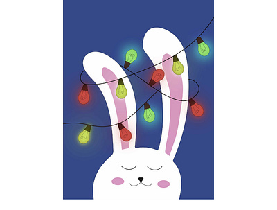 New Year's rabbit. holidays illustration illustrator lights postcard rabbit