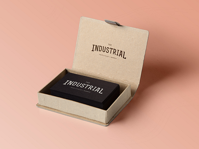 The Industrial barber box branding business cards cards hair hairstylist identity logo