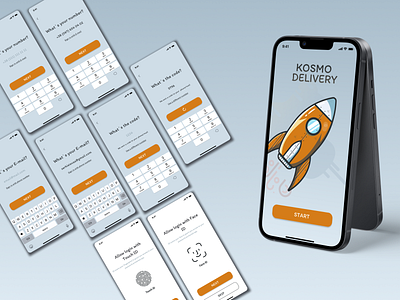 Registration process flow - Kosmo Delivery app design mobile ui uidesign uiux