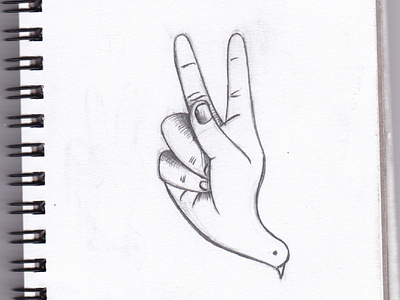 Hand Peace 01 illustration sketching