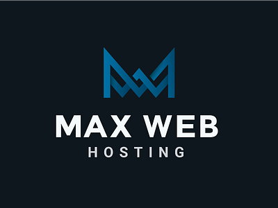 Logo for Max Web Hosting blue digital letter logo mark mw shadow web