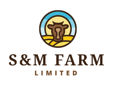 S&M FARM Logo breeding circle cow crops dairy family farm fun light logo milk sun